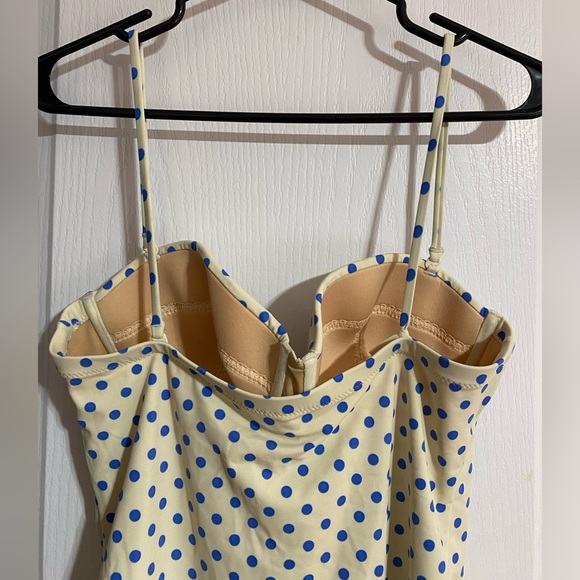 NWT J Crew Underwire Polka Dot Cream & Blue One Piece Bathing Suit Size 12 - Picture 6 of 13